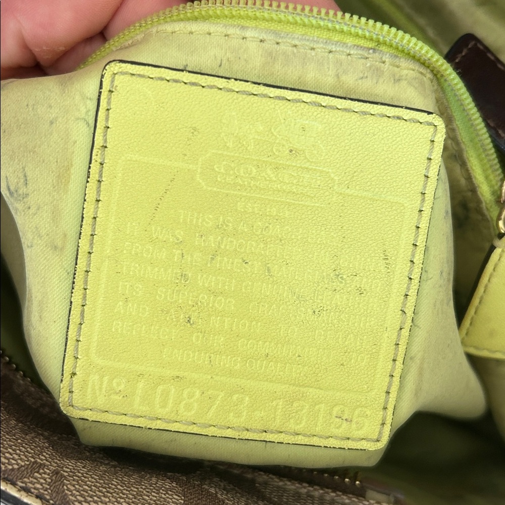 Vintage Coach Signature Chelsea Heritage Stripe Tote tan brown/ leather trim - Picture 5 of 7